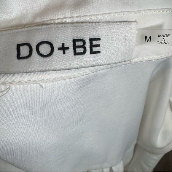 Do+Be white satin collared ruched wrap mini dress size medium - Picture 10 of 12